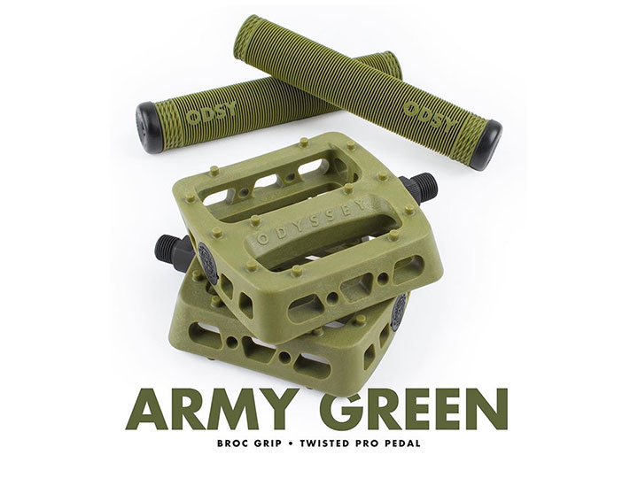 ODYSSEY TWISTED PRO PEDALS + BROC RAIFORD GRIPS -Army Green- 패키지