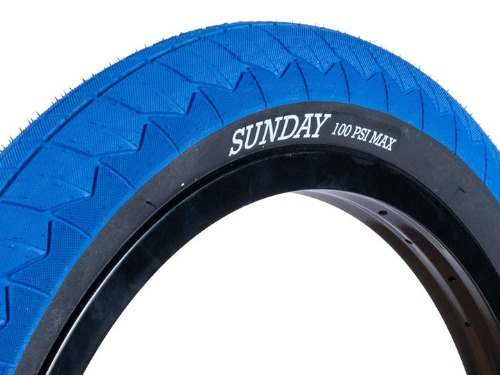 SUNDAY CURRENT V2 BMX TIRE 2.4&quot; [DUAL-PLY] Blue w/Black wall