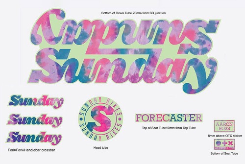 STICKER KIT, SUNDAY REPL for FORECASTER (2022) &#039;AARON ROSS&#039; SIGNATURE - MATTE TIE-DYE